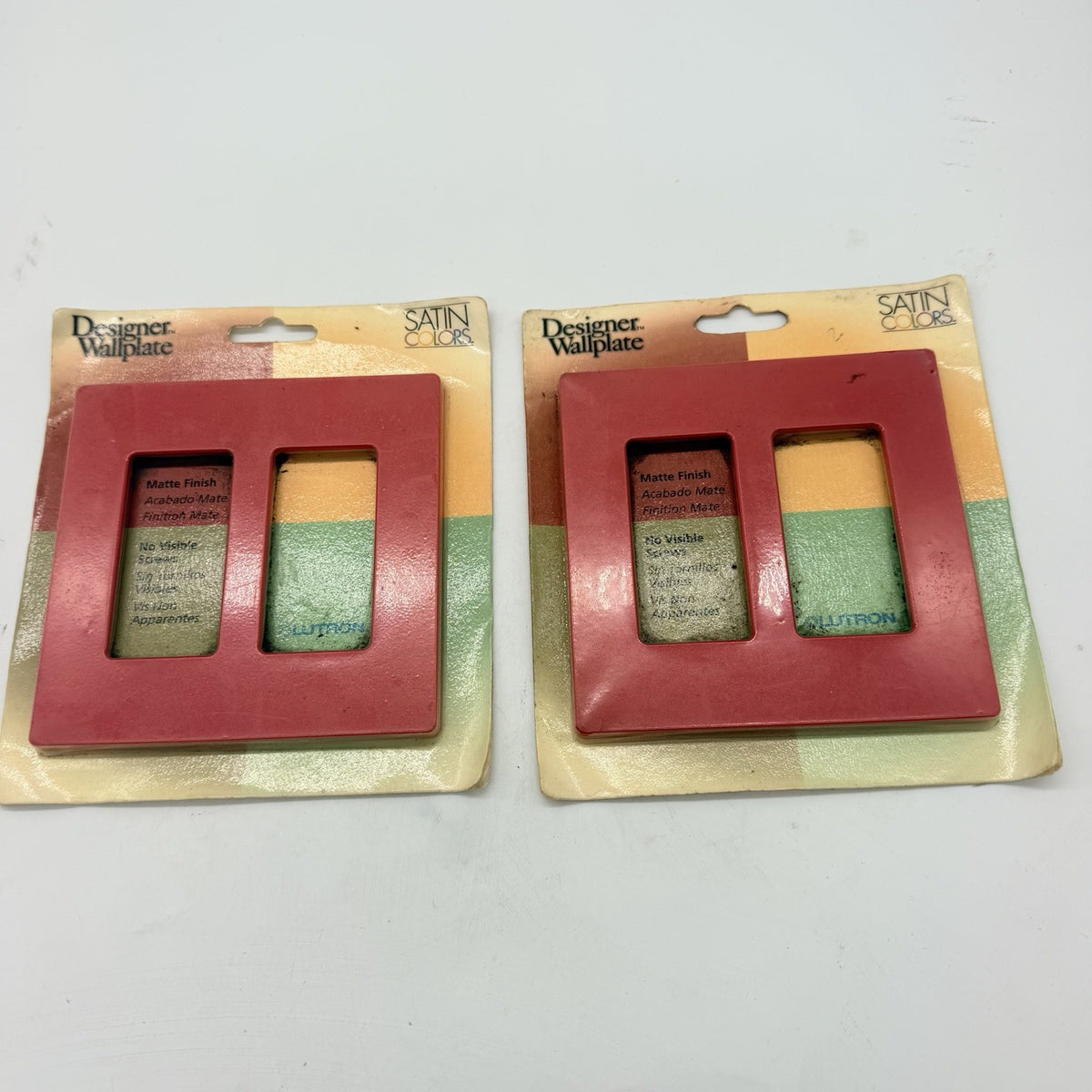 Lot of 2 Lutron Claro Satin Colors SC-2-HT 2-Gang Screwless Decorator Wallplates Hot Red