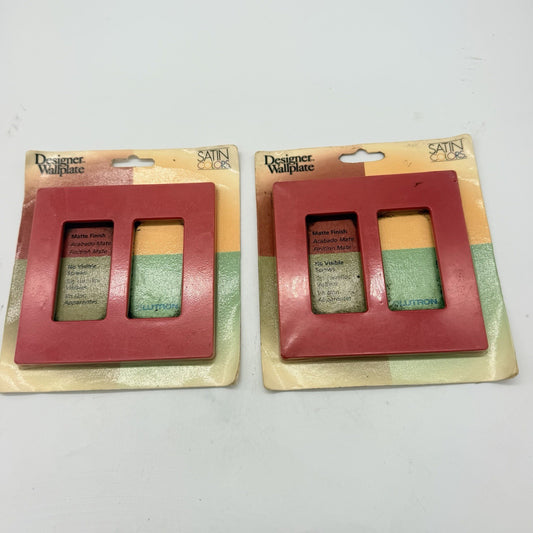 Lot of 2 Lutron Claro Satin Colors SC-2-HT 2-Gang Screwless Decorator Wallplates Hot Red