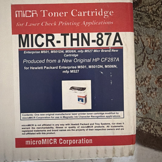 microMICR MICR Toner Cartridge MICR-THN-87A for HP 87A CF287A M501 M506 M527