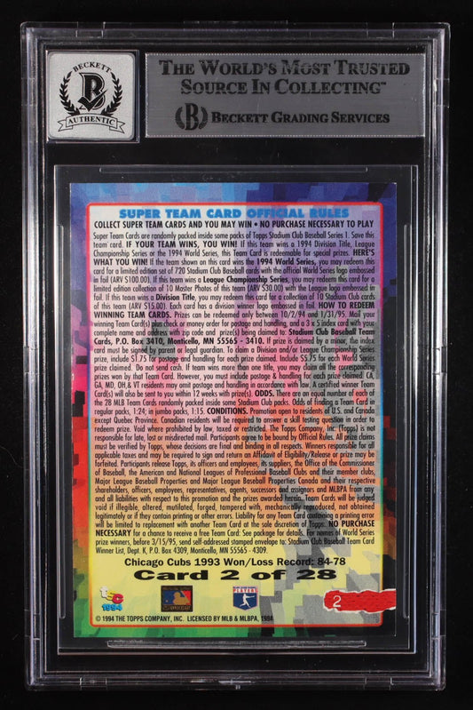Sammy Sosa 1994 ST2 Autographed Stadium Club Card BGS 10 - Price Is Right Miami