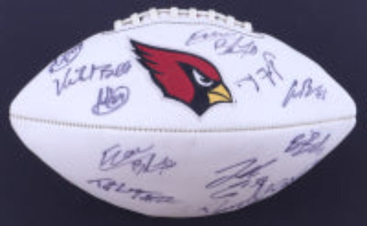 2018 Cardinals Logo Football Team-Signed by (14) with TJ Logan, Daniel Munyer, Rees Odhiambo, Will Holden, Evan Boehm (Beckett)