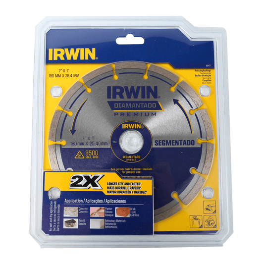 IRWIN 7 inch diamond segmented saw blade, 180mm x 25.4mm, 5-pack